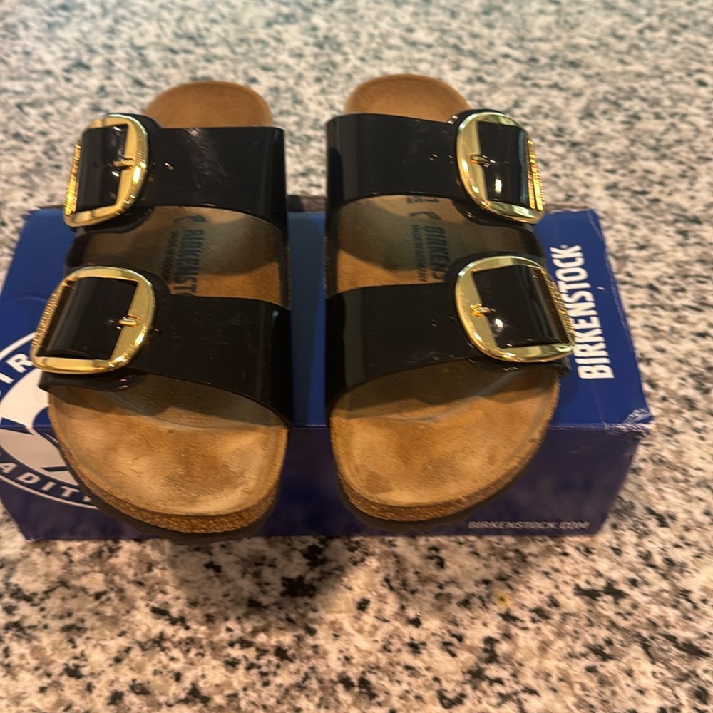 Patent Leather Big Buckle Birkenstocks